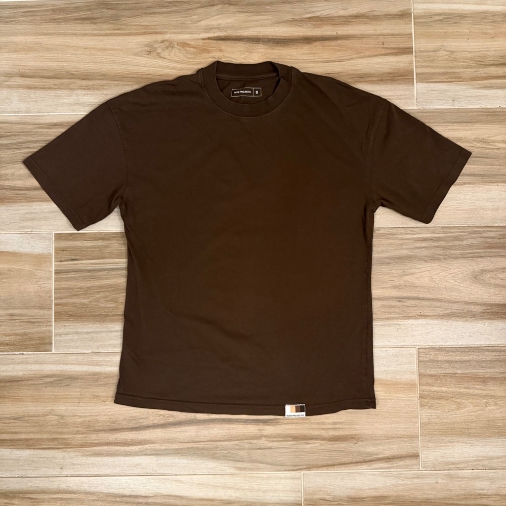 Nude Project Mens Brown Cotton Short Sleeve T-Shirt Boxy Fit Streetwear Small